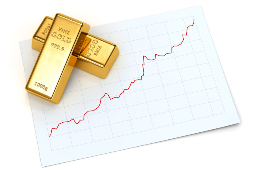 Gold bars on price chart